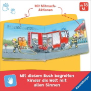 Buchcover und Innenansicht für das Buch: Tatütata! Fahr mit! Mein Feuerwehr-Mitmachbuch