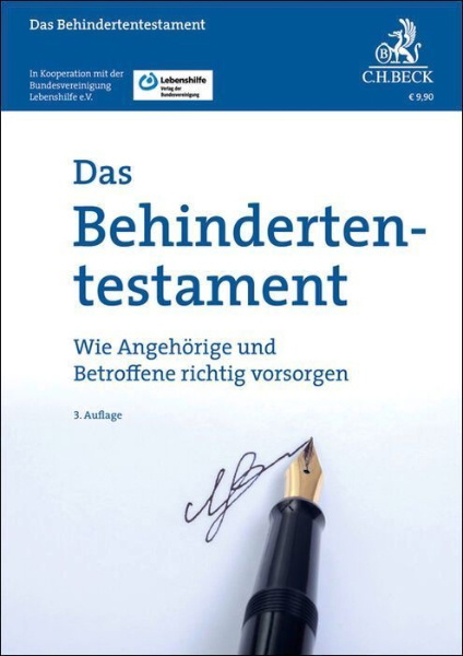 Buchcover und Innenansicht für das Buch: Das Behindertentestament