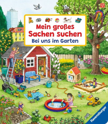 Buchcover und Innenansicht für das Buch: Mein großes Sachen suchen: Bei uns im Garten