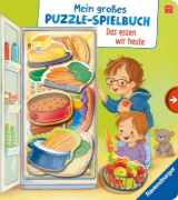 Buchcover und Innenansicht für das Buch: Mein großes Puzzle-Spielbuch - Das essen wir heute