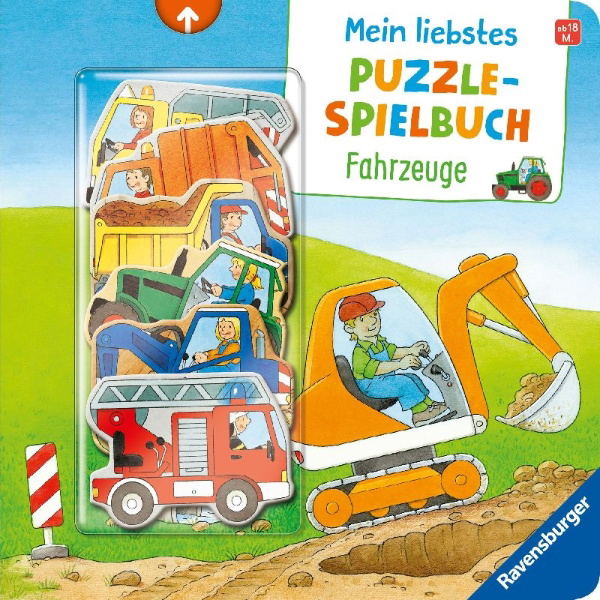 Buchcover und Innenansicht für das Buch: Mein liebstes Puzzle-Spielbuch - Fahrzeuge