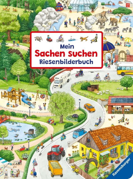 Buchcover und Innenansicht für das Buch: Mein Sachen suchen Riesenbilderbuch