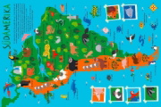 Buchcover und Innenansicht für das Buch: Mein kunterbunter Tieratlas