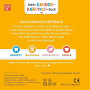 Buchcover und Innenansicht für das Buch: Mein Knuddel-Knautsch-Buch: flip&pop. Meine Welt (mit Pop-it Beißleiste); weiches Stoffbuch, waschbares Badebuch, Babyspielzug ab 0 Monate, Sensorik Spielzeug aus Silikon