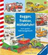 Buchcover und Innenansicht für das Buch: Bagger, Traktor, Müllabfuhr!