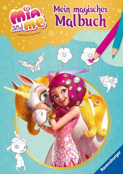 Buchcover und Innenansicht für das Buch: Mia and me - Mein magisches Malbuch