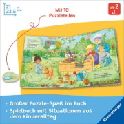 Buchcover und Innenansicht für das Buch: Mein großes Puzzle-Spielbuch - Alle helfen mit