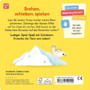 Buchcover und Innenansicht für das Buch: Mein Schiebe-Mitmachbuch - Wilde Tiere