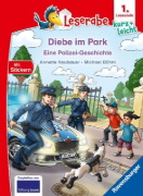 Buchcover und Innenansicht für das Buch: Leserabe 1. Lesestufe Kurz und leicht - Diebe im Park - Eine Polizei-Geschichte