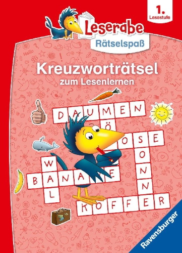 Buchcover und Innenansicht für das Buch: Ravensburger Leserabe Rätselspaß - Kreuzworträtsel zum Lesenlernen - 1. Lesestufe
