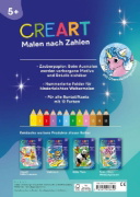 Buchcover und Innenansicht für das Buch: CreArt Malen nach Zahlen ab 5 - Zauberpapier: Einhorn Zauber