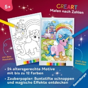 Buchcover und Innenansicht für das Buch: CreArt Malen nach Zahlen ab 5 - Zauberpapier: Einhorn Zauber
