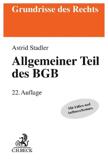 Buchcover und Innenansicht für das Buch: Allgemeiner Teil des BGB