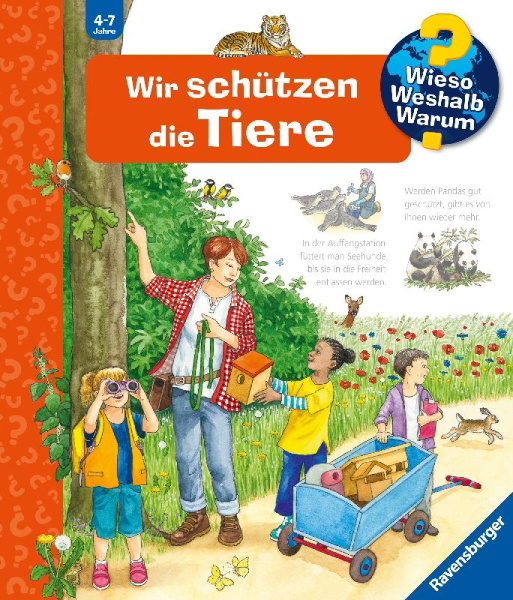 Buchcover und Innenansicht für das Buch: Wieso? Weshalb? Warum? Band 43 - Wir schützen die Tiere