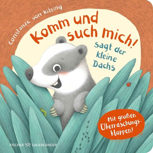 Buchcover und Innenansicht für das Buch: Komm und such mich! sagt der kleine Dachs