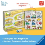 Buchcover und Innenansicht für das Buch: Mein großes Magnetbuch - Wer fährt wohin?
