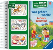 Buchcover und Innenansicht für das Buch: Mein großes Magnetbuch - Was gehört wohin? Auf dem Bauernhof