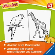 Buchcover und Innenansicht für das Buch: Spiel & Spaß - Mein allererster Malblock: Tiere
