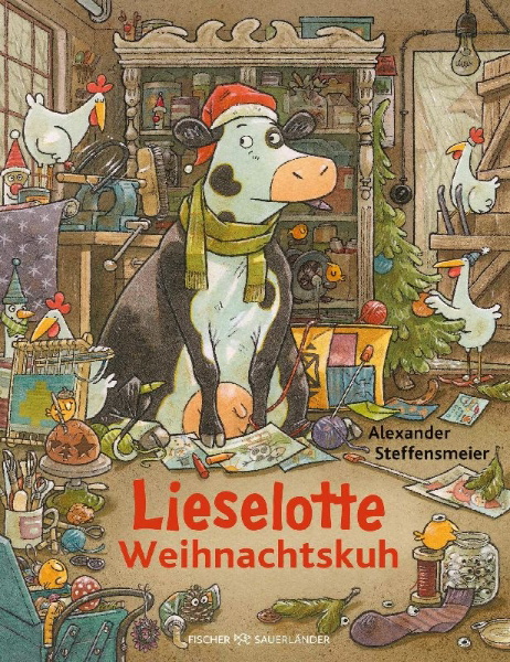 Buchcover und Innenansicht für das Buch: Lieselotte Weihnachtskuh