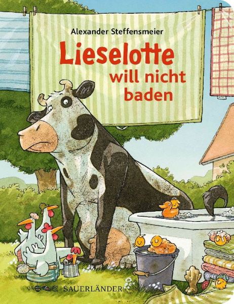 Buchcover und Innenansicht für das Buch: Lieselotte will nicht baden