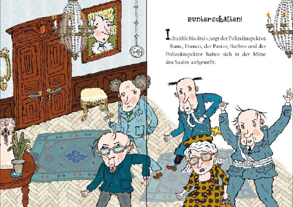Buchcover und Innenansicht für das Buch: LasseMajas Detektivbyrå. Slottsmysteriet