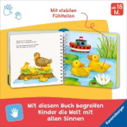 Buchcover und Innenansicht für das Buch: Mein großes Fühlbuch: Meine Lieblingstiere, Spielbuch ab 18 Monaten, Bilderbuch, Entdeckerbuch