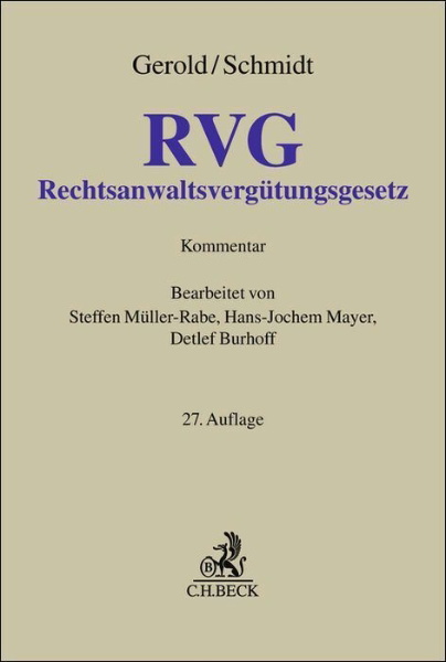 Buchcover und Innenansicht für das Buch: Rechtsanwaltsvergütungsgesetz. RVG