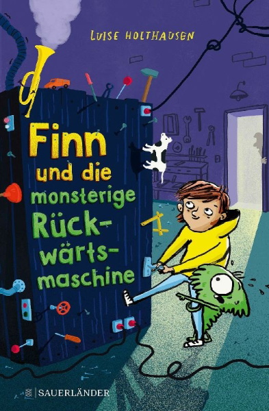 Buchcover und Innenansicht für das Buch: Finn und die monsterige Rückwärtsmaschine