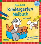 Buchcover und Innenansicht für das Buch: Ausmalbilder für Kita-Kinder: Das dicke Kindergarten-Malbuch: Tierkinder