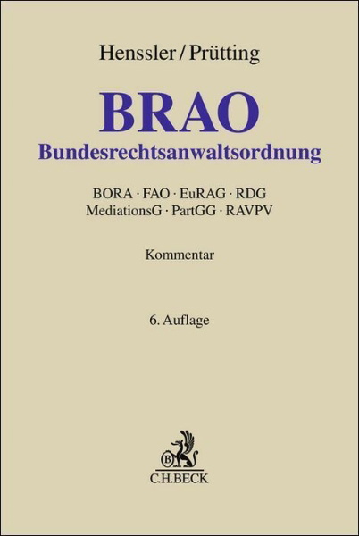 Buchcover und Innenansicht für das Buch: Bundesrechtsanwaltsordnung. BRAO