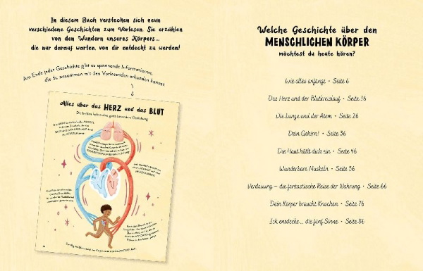 Buchcover und Innenansicht für das Buch: 5 Minute Human Body Stories