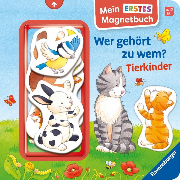 Buchcover und Innenansicht für das Buch: Mein erstes Magnetbuch - Wer gehört zu wem? Tierkinder