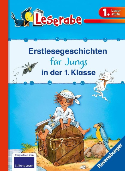 Buchcover und Innenansicht für das Buch: Erstlesegeschichten für Jungs in der 1. Klasse - Leserabe 1. Klasse - Erstlesebuch für Kinder ab 6 Jahren