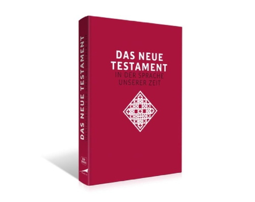 Buchcover und Innenansicht für das Buch: Das neue Testament. Übertragen in die Sprache unserer Zeit. Rote Ausgabe