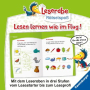 Buchcover und Innenansicht für das Buch: Ravensburger Leserabe Rätselspaß - Abc-Rätsel für Lesestarter ab 5 Jahren - Vor-Lesestufe