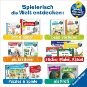 Buchcover und Innenansicht für das Buch: Wieso? Weshalb? Warum? Stickerheft - Jahreszeiten