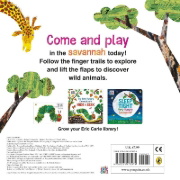 Buchcover und Innenansicht für das Buch: The Very Hungry Caterpillar's Wild Animal Hide-and-Seek