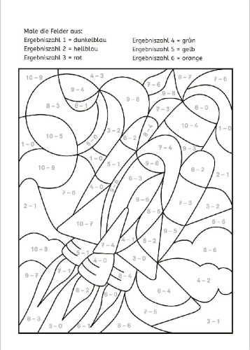 Buchcover und Innenansicht für das Buch: LERNSTERN. Mein Mathe-Malblock. Rechnen bis 10