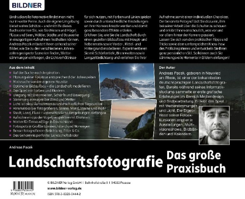 Buchcover und Innenansicht für das Buch: Landschaftsfotografie - Das große Praxisbuch
