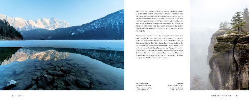 Buchcover und Innenansicht für das Buch: Landschaftsfotografie - Das große Praxisbuch