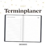Buchcover und Innenansicht für das Buch: Terminplaner Lederlook 2027 Schwarz