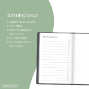 Buchcover und Innenansicht für das Buch: Terminplaner Lederlook 2027 Schwarz