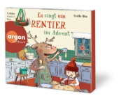 Buchcover und Innenansicht für das Buch: Es düst ein Rentier durch den Schnee