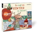 Buchcover und Innenansicht für das Buch: Es düst ein Rentier durch den Schnee