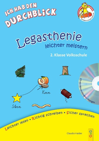 Buchcover und Innenansicht für das Buch: Legasthenie leichter meistern - 2. Klasse Volksschule