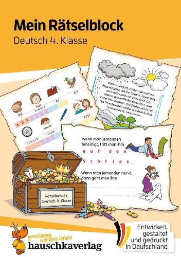 Buchcover und Innenansicht für das Buch: Mein Rätselblock Deutsch 4. Klasse