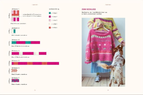 Buchcover und Innenansicht für das Buch: Knallbunt: Mode im Stil der 80er stricken