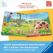 Buchcover und Innenansicht für das Buch: Hör mal hin - Wer kräht hier? Auf dem Bauernhof