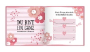 Buchcover und Innenansicht für das Buch: Das Erinnerungsbuch für die beste Oma der Welt. Ausfüllbuch zum Verschenken für die Oma zum Geburtstag, oder Muttertag. Liebevolle Geschenkidee für Oma von Enkeltochter und Enkelsohn. Geschenkbuch