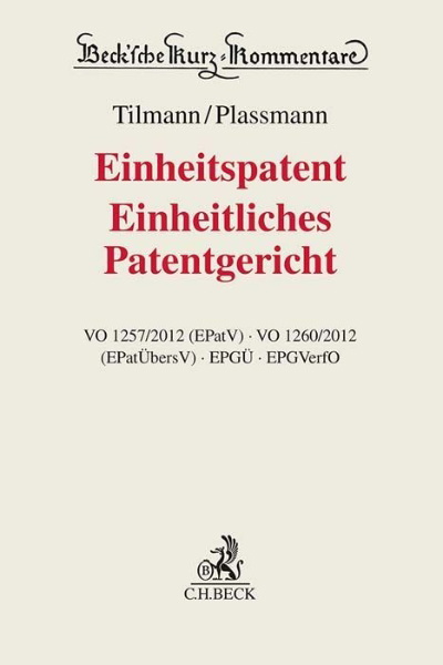 Buchcover und Innenansicht für das Buch: Einheitspatent, Einheitliches Patentgericht